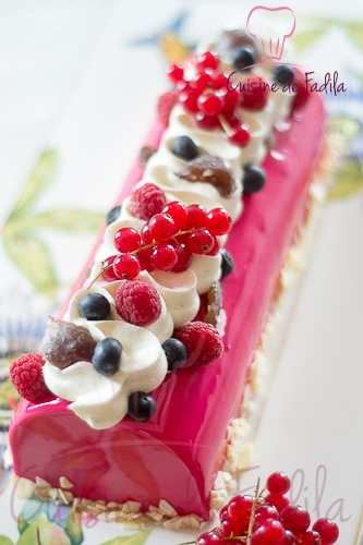 Bûche marron et fruits rouges