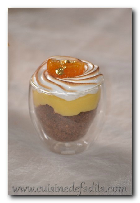 verrines chocolat et clémentine curd meringuées