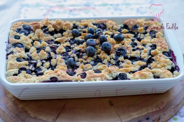 Gâteau aux myrtilles façon crumble