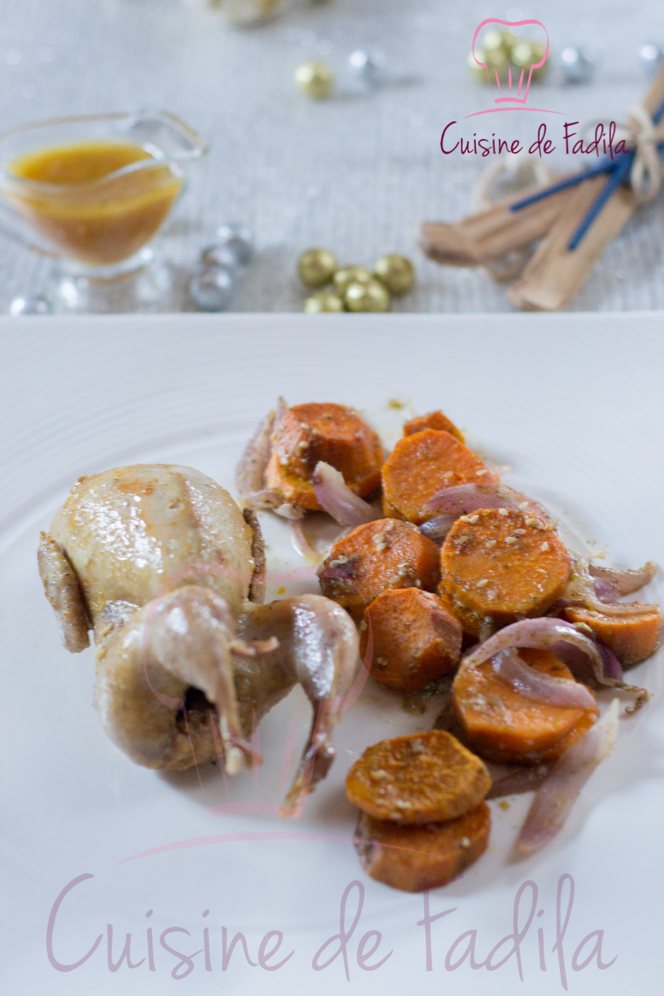 caille orange patate douce rôtie