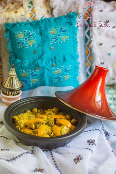 Tajine de poulet aux olives et citron confit