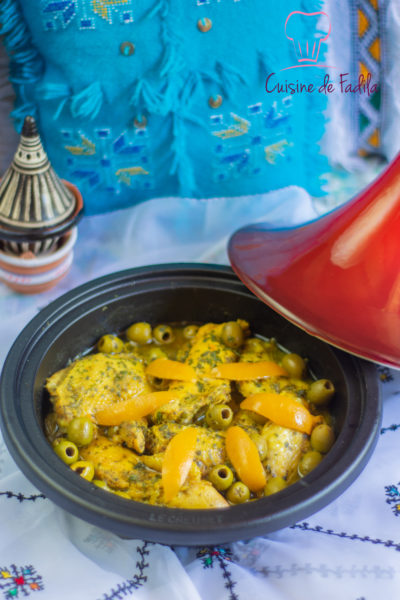Tajine de poulet aux olives et citron confit