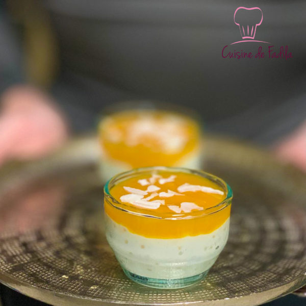 Perles de japon au lait de coco et coulis de mangue