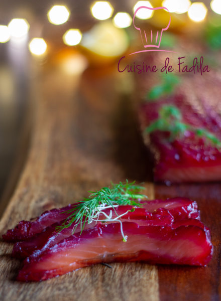 Saumon gravlax à la betterave