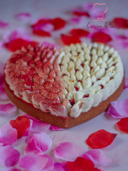 Tarte coeur betterave, framboise et vanille