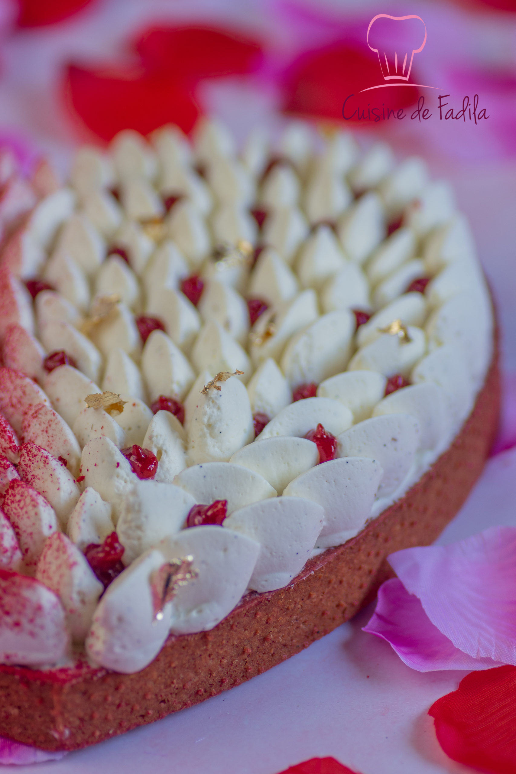 Tarte coeur betterave, framboise et vanille
