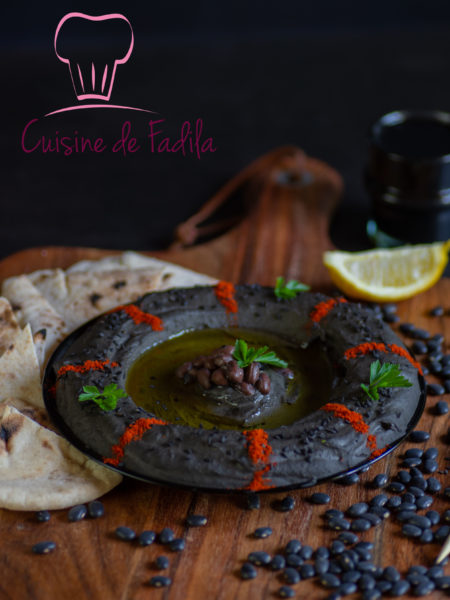 Trempette aux haricots noir et purée de sésame noir